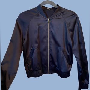 Black Satin Bomber Jacket